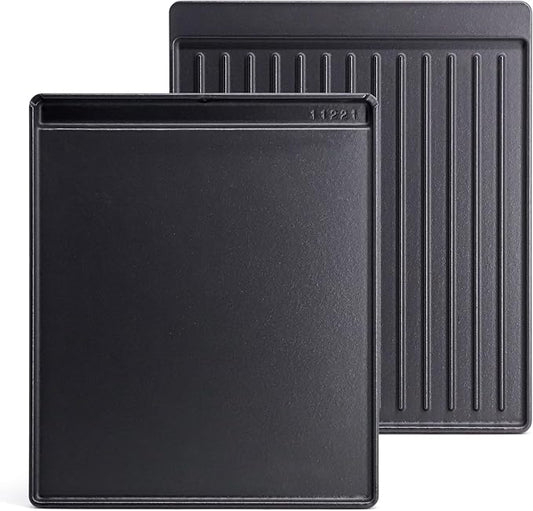Criditpid Grill Replacement Parts for Broil King Crown & Signet Series, 15” x 12.8” 2-in-1 Reversible Pre-Seasoned Cast Iron Cooking Griddle for Gas Stove, Electric, Charcoal, Propane, Gas Grill