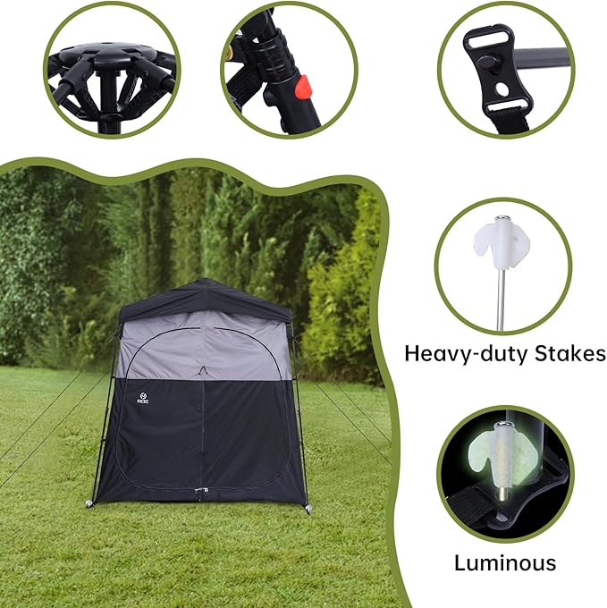 Nice C Camping Shower Tent, Instant Pop Up Privacy Changing Tent, Outdoor Shower Enclosure, Toilet Tents, Oversize (2 Room)