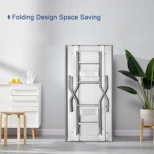 HARDURA Folding Stainless Steel Table 30X48 Inches with Legs NSF Commercial Portable Folding Prep Table for Restaurant Kitchen Home and Hotel