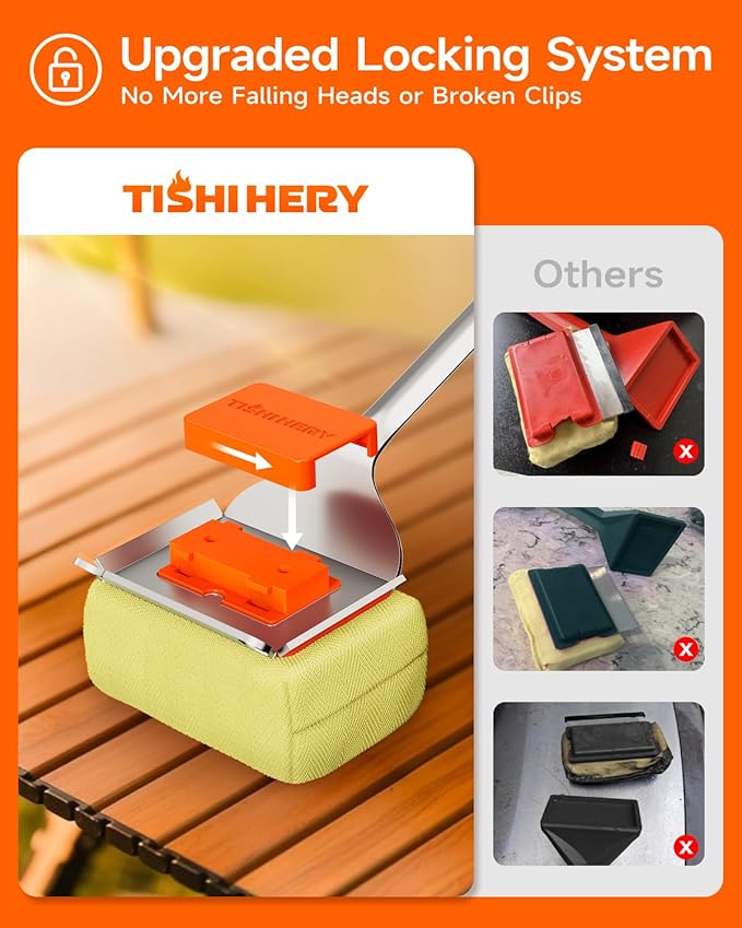 TISHI HERY Bristle Free Grill Brush Replaceable Cleaning Head, Safe BBQ Grill Brush Cleaning Pad Replacement for Cast Iron or Stainless-Steel Grates, Grill Cleaner (Replaceable Head)