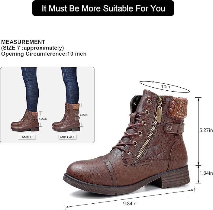 STQ Women's Combat Boots Lace up Ankle Booties