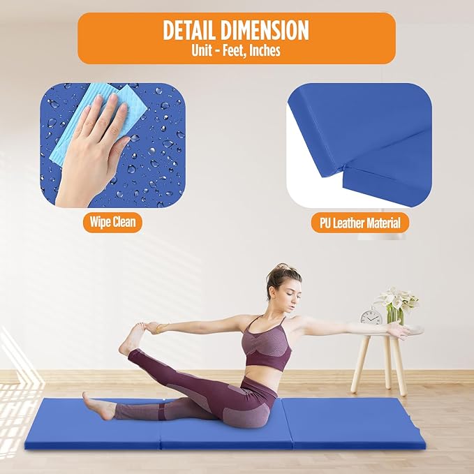 Gymnastics Mats Foldable Tumbling Mats Portable Gymnastics Exercise Mat 2'x6'/2.5'x6.4'/4'x6'/4'x8'/4'x10'/ Gymnastics Tumbling Mats Pad Home Exercise Panel Mat With Carrying Handles