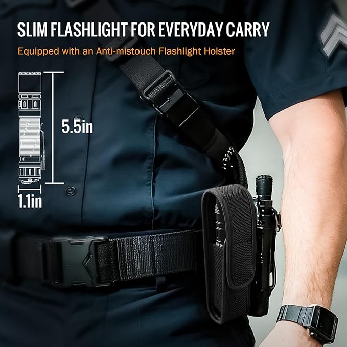 Sofirn SK30 Tactical Flashlight Rechargeable 3000 High Lumens Pocket Flashlight Dual Switches 6 Modes Super Bright IP68 LED Flashlight for Camping, Home, Emergency, Rescue, Hunting, Inspection, Repair