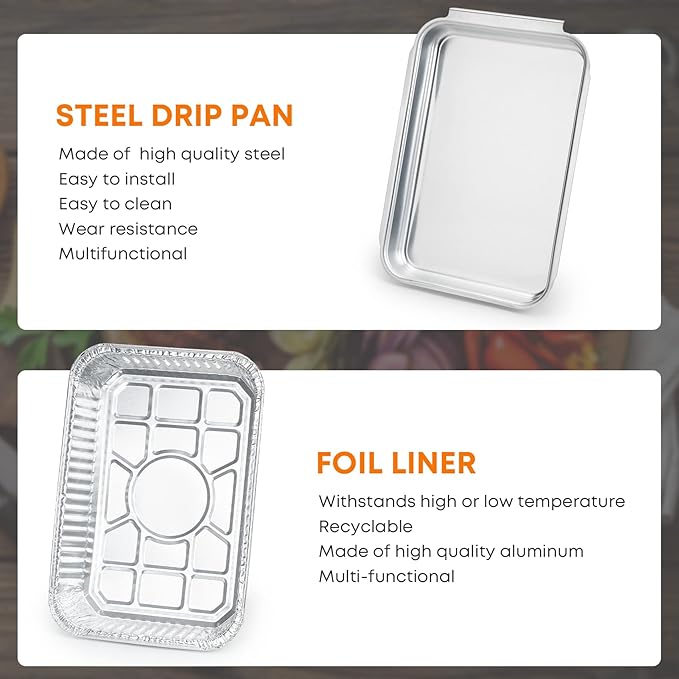Stanbroil Grease Catcher Pan for Weber 2024 Spirit E-210 E-325 EP-325, 2025 Series Spirit E-425 E-435 EP-425 EP-435, Genesis E-435 & EPX-335 Gas Grill, Drip Tray with (15-Pack) Foil Liners