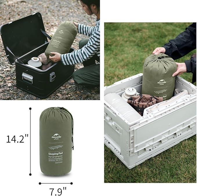 Naturehike Cot Mattress Pad, Sleeping Cot Pads, Comfortable Lightweight Cot Mat, Cotton Soft Warm Thick Camping Cot Pad, for Outdoor & Hiking, Snap Fasteners on The Bottom, with Storage Bag