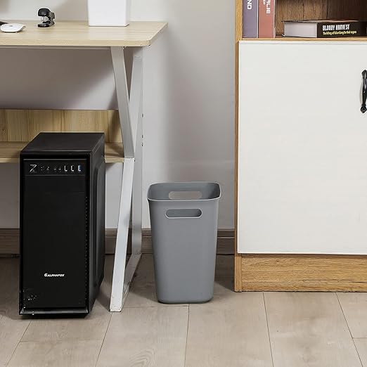 UUJOLY Plastic Small Trash Can Wastebasket, Garbage Container Basket for Bathrooms, Laundry Room, Kitchens, Offices, Kids Rooms, Dorms, 3.5 Gallon, Grey, 3 Pack