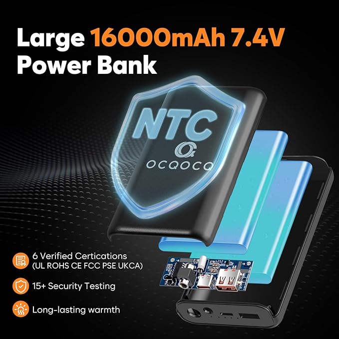 Heated Vest for Men With 16000mAh 7.4V Battery Pack Included, Light Weight 15 Heating Zone Electric Heating Vest