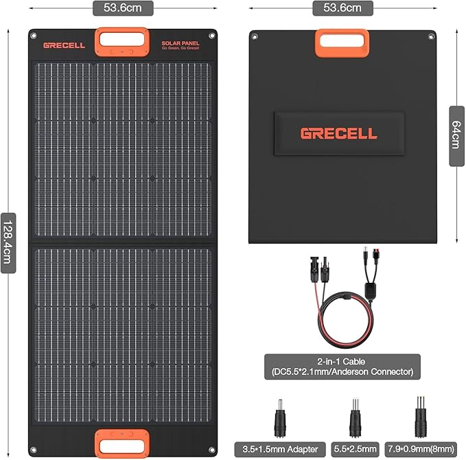 GRECELL 500W Portable Power Station with 100W Solar Panel 20V, Solar Generator 500W AC Outlet, Portable Solar Panel MC-4 High-Efficiency Battery Charger for Home Use Camping Outdoor Trip RV