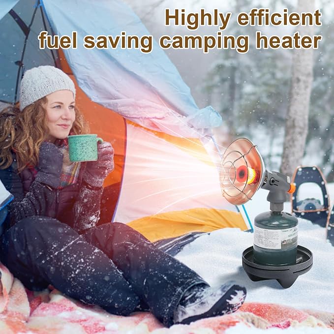 Uniflasy Tent Heater for Camping, 4,300 BTU 2 In 1 Portable Propane and Butane Heater for Camper, Hiking, Fishing, Fast Heating, Gas Saving, Light Weight, Small Outdoor Gas Heater for Winter