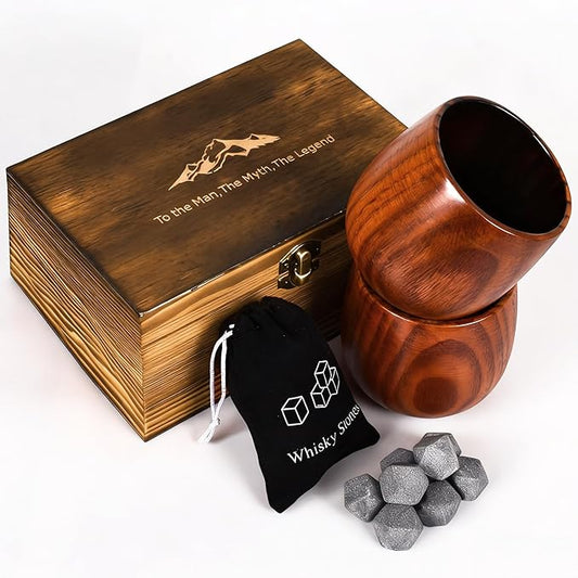 Wooden Whiskey Glass Set Of 2 Wooden Bourbon Glass Charred 10oz Bourbon Gifts For Him Man Husband Father Birthday Wood Whiskey Tumbler Handcrafted Whisky Cup (4)