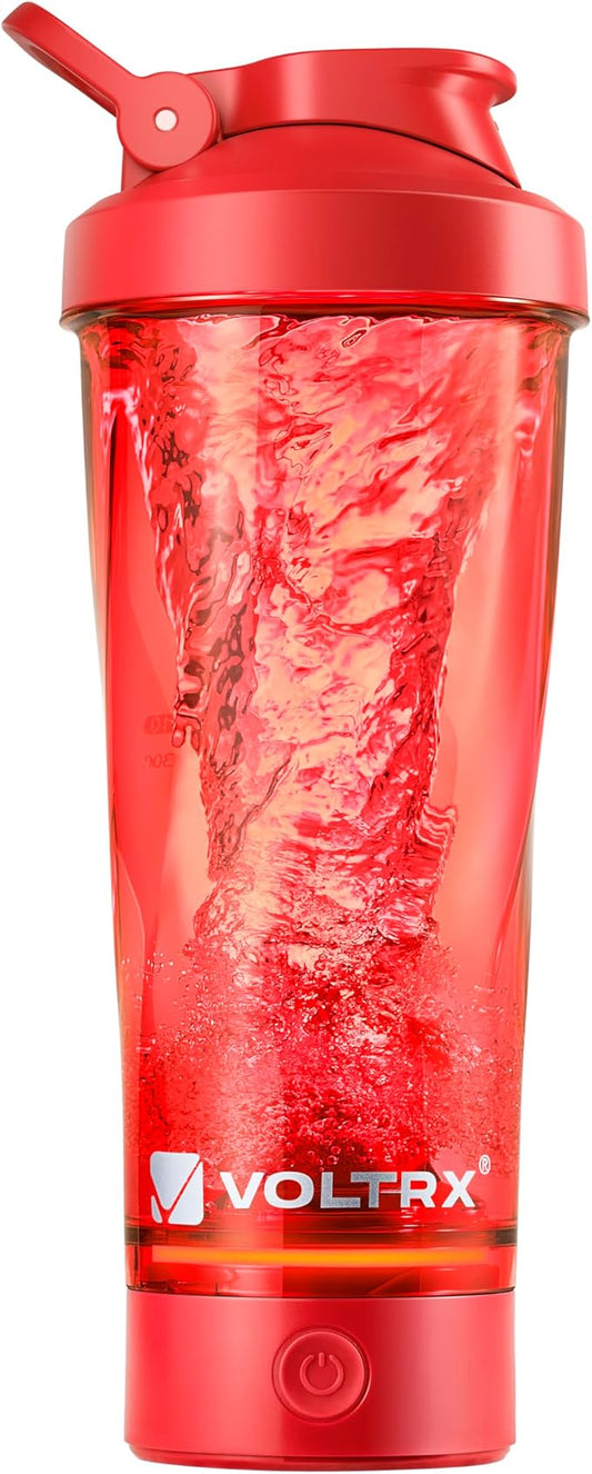 VOLTRX VortexBoost Electric Shaker Bottle, USB C Rechargeable Protein Shake Mixer, Shaker Cups for Protein Shakes and Meal Replacement Shakes, BPA-Free, Made with Tritan,Red