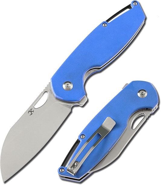 KANSEPT Model 6 Pocket Folding Knives EDC Camping Folding Knife 3.1'' Bead Blasted 154CM Material Pocket Folding Knife with Blue G10 Handle Everyday Carry Folding Knife T1022A3