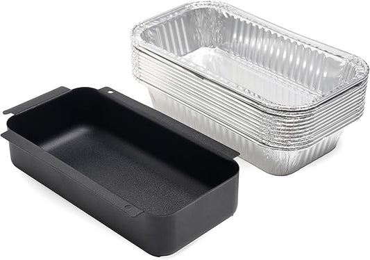 Grill Grease Pan for Charbroil Accessories 9328812P06 463331221 463365021 G416-0015-W1, G325-5703-W1, Grill Replacement Grease Cup Catcher with 10-Pack Aluminum Disposable Oil Drip Pan