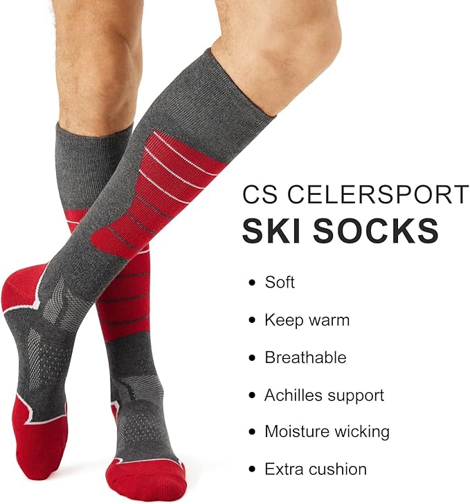 CS CELERSPORT 2/3/4 Pack Ski Socks for Men and Women Skiing, Snowboarding, Winter Performance Socks
