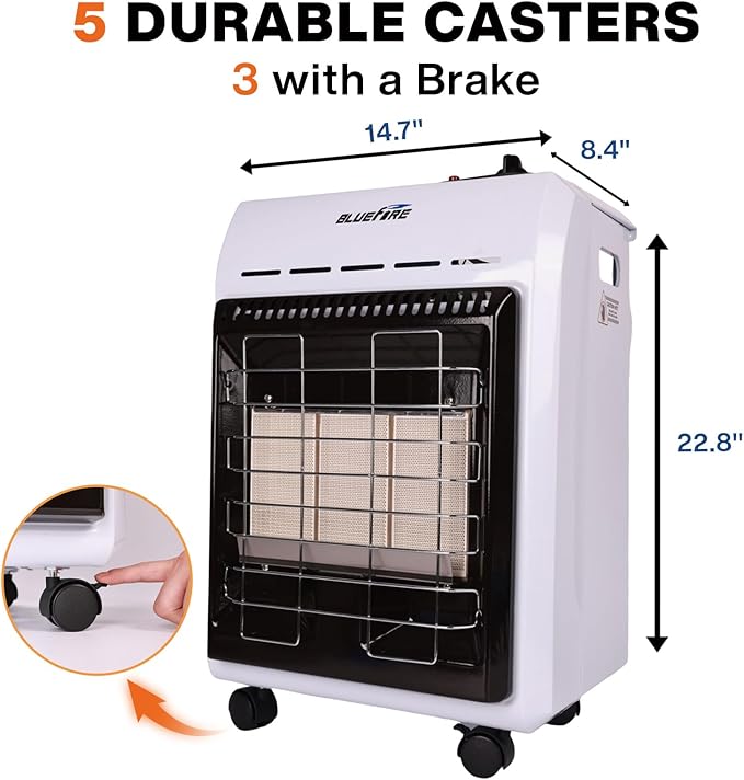 Propane Heater, 18000 BTU Portable Heater With ODS & Tip-over Protection,Outdoor Heaters for Patio, Garage, Camping,Workshops and Construction Sites, Portable Garage Radiator for 450 Sq.Ft