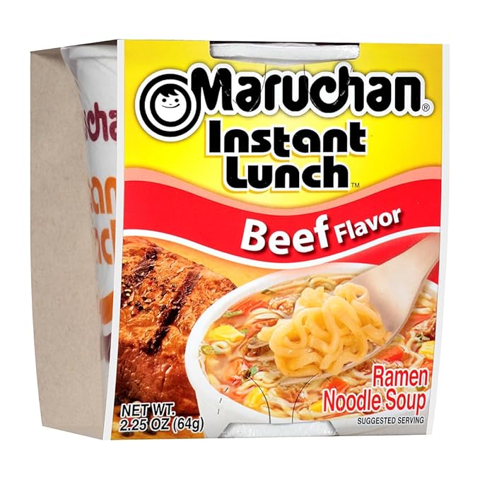 Maruchan Instant Lunch Beef, Ramen Noodle Soup, Microwaveable Meal, 2.25 Oz, 12 Count
