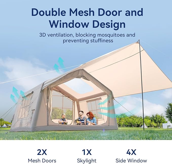 Inflatable Blow Up Tents for Camping,Waterproof Oxford Hot Tent with Manual Pump,Spacious Easy Setup Inflatable Camping Air Tent for Family Glamping