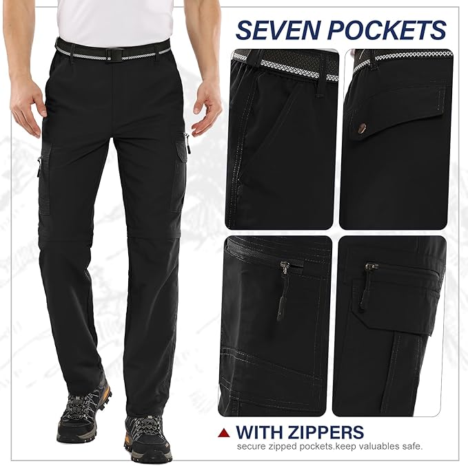 Fishing Hiking Pants for Men, Waterproof Convertible Quick Dry Pants for Wading, Lightweight Breathable
