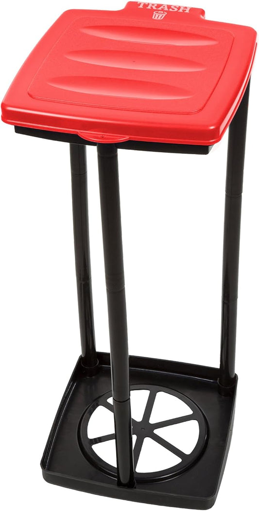 Wakeman Portable Trash Bag Holder – Collapsible 13-Gallon Garbage Bin for Indoor/Outdoor Use, Camping, Recycling, and Parties – Durable Plastic Trash Can Outdoors (Red)