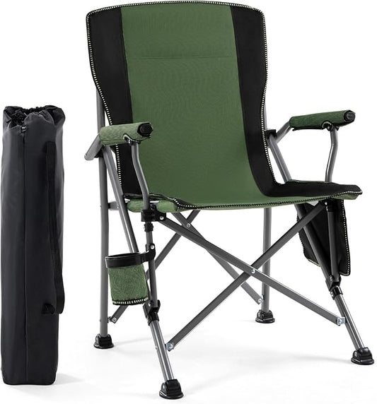 Camping Chair for Adults,Portable Folding Lawn Chair for Outside,Heavy Duty Camping Chair Support up to 330lbs,Collapsible Outdoor Beach Chair with Cup Holder(Green)