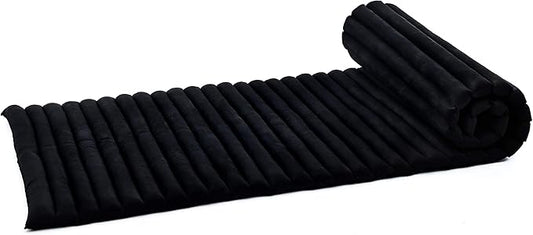Leewadee - Foldable Floor Mattress - Japanese Roll Up Futon -Trifold Tatami Mat- Guest Floor Bed - Camping Mattress - Thai Massage Mat, Kapok Filled, 75 x 28 inches, Black