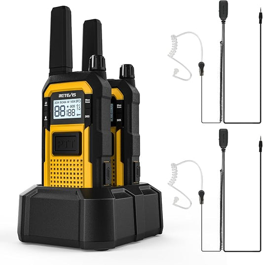 Retevis RB48 Walkie Talkies Long Range, IP67 Waterproof Two Way Radios with Earpiece, Support VOX, Vibration Call, 2000mAh, NOAA, 2 Way Radio for Business(2 Pack)