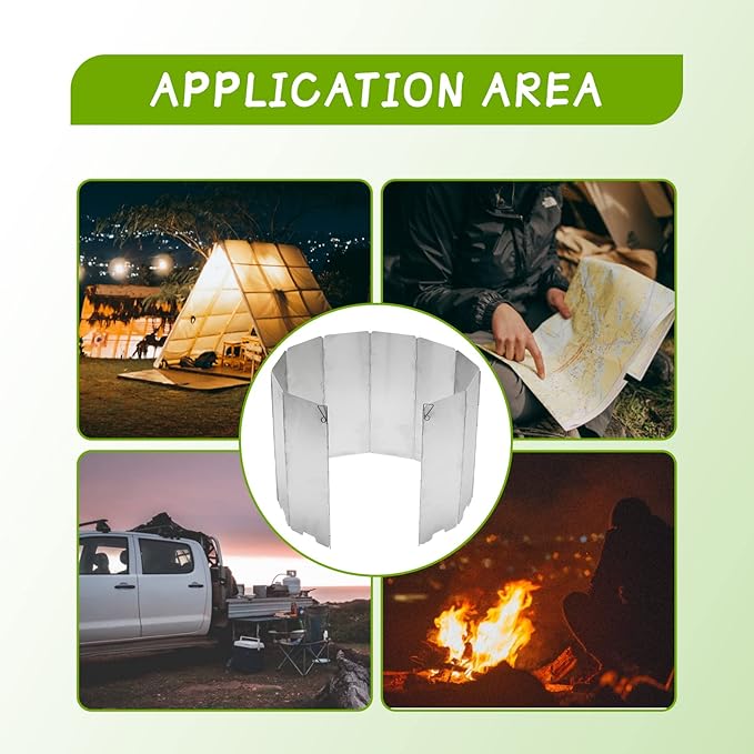 2pcs Camping Stove Windscreen Wind Shield 10 Panels Aluminium Alloy Folding Wind Screen for Stove Camping Backpacking Hiking Picnicking