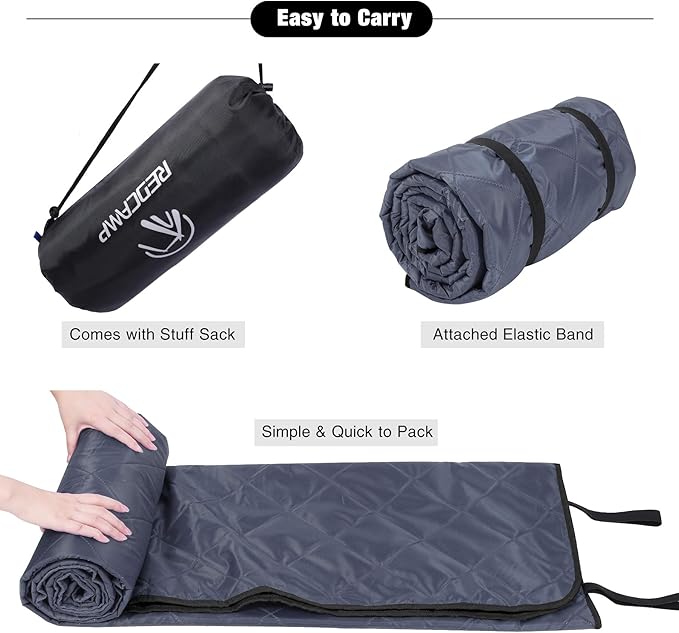 REDCAMP Large Waterproof Stadium Blanket for Cold Weather, Soft Warm Fleece Camping Blanket Windproof for Outdoor Sports, Grey