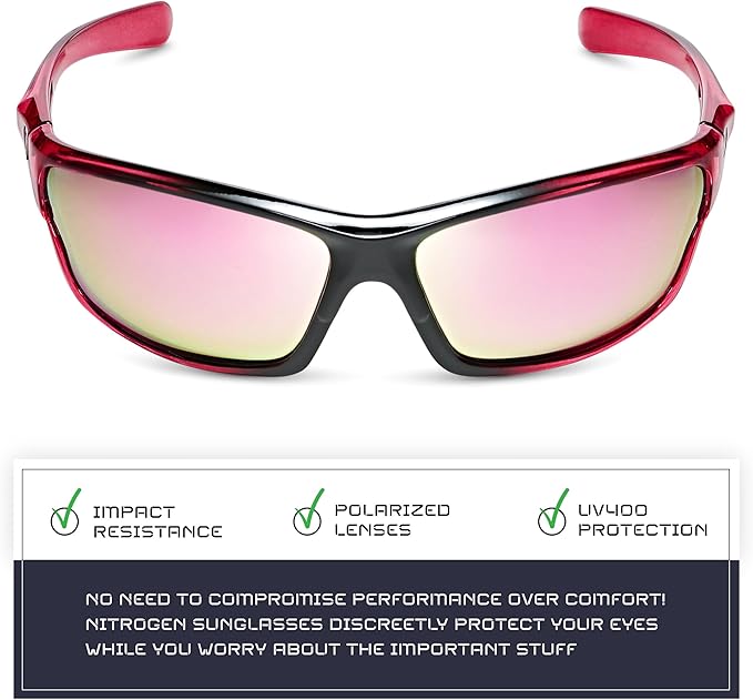 Nitrogen Polarized Wrap Around Sport Sunglasses for Men Women UV400 Driving Fishing Running Sun Glasses