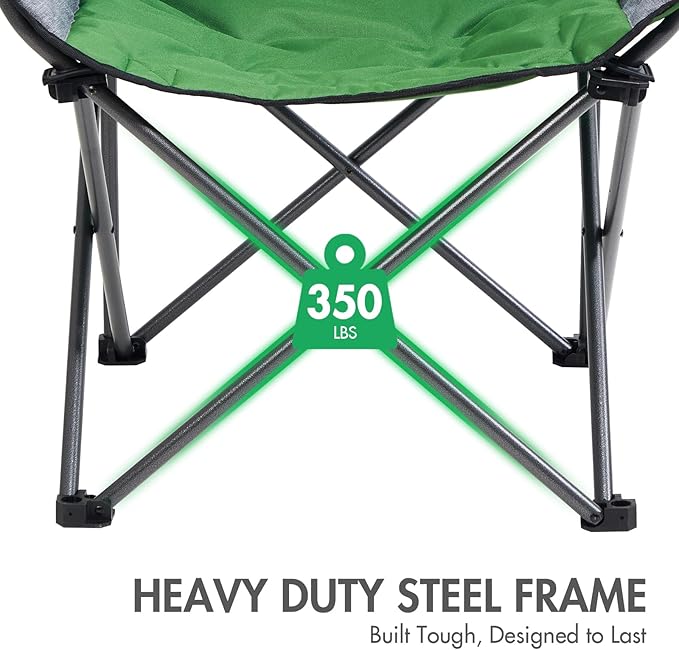 PORTAL 32In Extra Wide Camping Chair for Adults, Oversized Folding Chair with Cup Holder & Carry Bag, Heavy-Duty Outdoor Chair Supports 350 lbs, Portable for Camping, Lawn, Patio