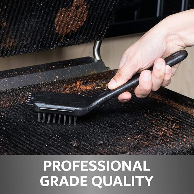 Panini Grill Brush Cleaner, Grill Brush for Commercial or Home BBQ Grills, Panini Press, Stainless Steel Bristles w/ 3 Different Scraper Heads for Tough Grimes for Restaurants by FryOilSaver Co. 90052