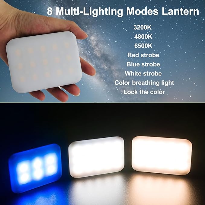 Mini Tent Lights, Led Rechargeable Camping Lantern, Hanging Lantern Portable Camping Lights for Power Outages, Emergency, Tent, Outdoor (White)