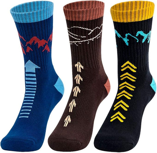 Time May Tell Mens Hiking Socks Moisture Wicking Cushion Crew Socks for Terkking,Outdoor Sports,Performance 2/4 Pack