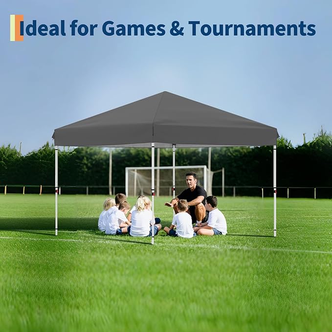 10x10 Pop Up Canopy Tent Outdoor Canopy with 1 Removable Sidewall One-Person Set Up Heavy Duty Commercial Instant Tent Shelter-Gray