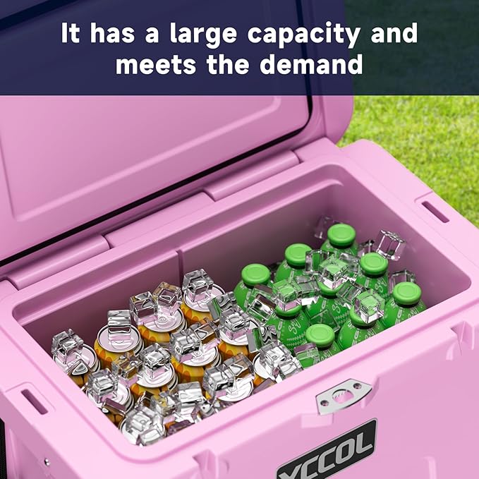 48 Quart Cooler with 72 Hours Ice Retention, Large Insulated Cooler with Built-in Bottle Opener & Drain Plug, Duty Outdoor Cooler for Camping, Beach, Picnic, Fishing, Barbecue