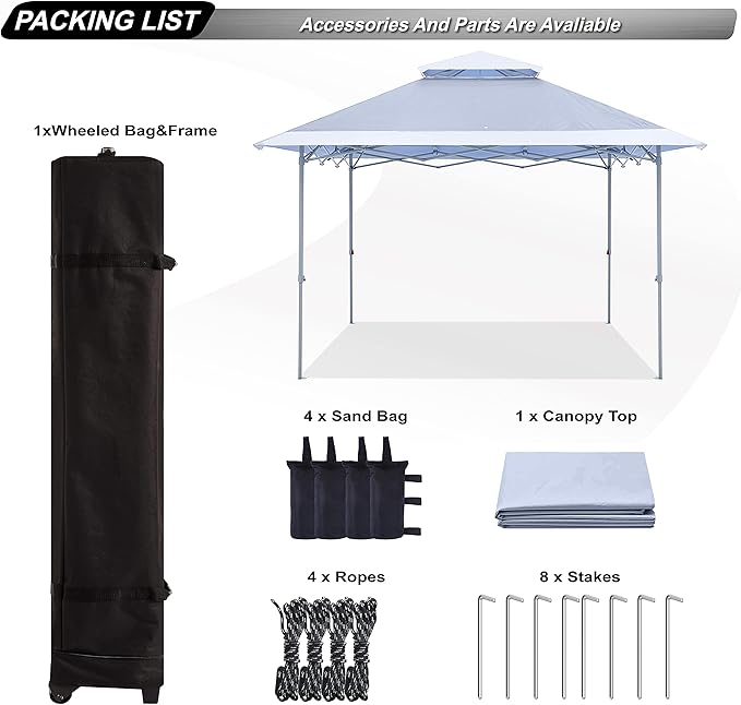ABCCANOPY Easy Set-up 13x13 Canopy Tent 169 sq.ft Sun Shade Light Gray