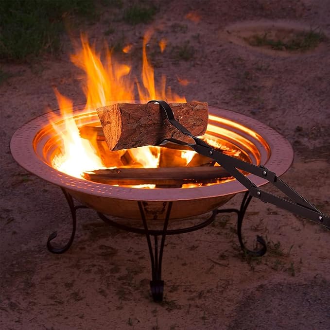 26" Fireplace Tongs and 40" Fire Pit Poker for Outside, Log Grabber Fire Pit Accessories, Camp Fire Tongs Wood Stove, Fireplace Tools Fireplace Tongs for Indoor/Outdoor