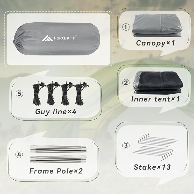 Forceatt Camping Tent 2/3/4 Person, Professional Waterproof & Windproof Lightweight Backpacking Tent Suitable for Outdoor,Hiking,Camping, Mountaineering and Travel