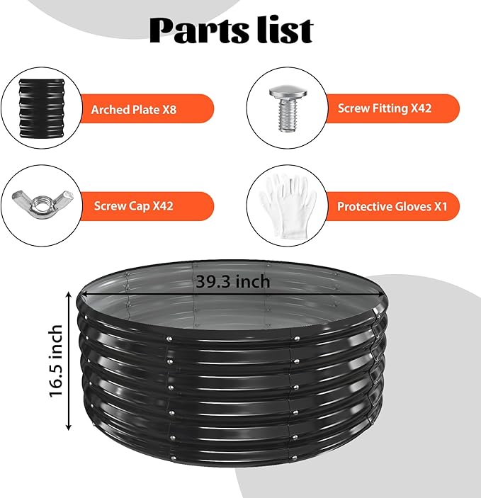 40 Inch Round Galvanized Fire Pit Ring/Fire Ring - Foldable and Perfect for Outdoor Gatherings and Campfires in The Yard/Garden/Park/Beach (Black+Gray, 3.3 FT Diameter+1.5 FT Tall)