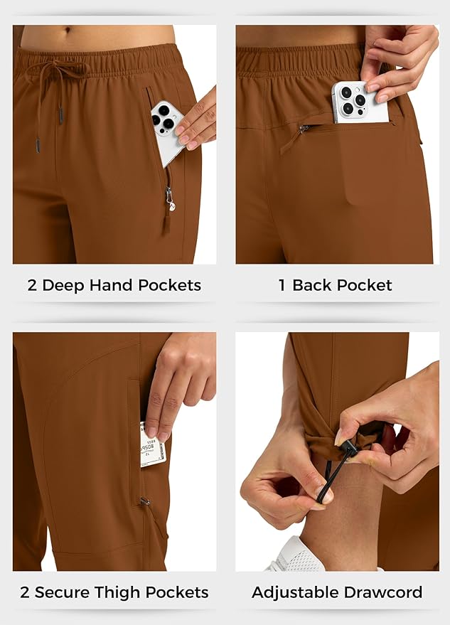 Willit Women's Hiking Pants Quick Dry Cargo Pants Lightweight Water Resistant Travel Golf Pockets Petite/Regular/Tall
