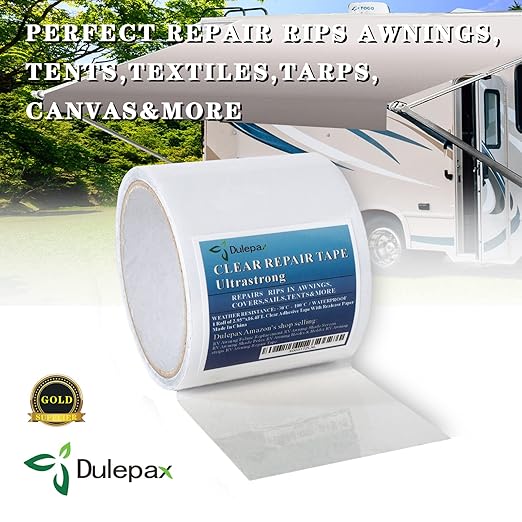 Dulepax Fabric Repair Tape - Ultrastrong 16.4FT x 2.95"ulated for Boat Covers, Tents, Awnings, RV Covers, Tarps, Canvas, and Sails