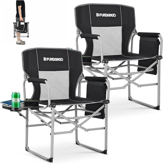 FUNDANGO Camping Director Chair for Adults, Foldable Portable Chair Outdoor Folding for Outside, Backyard, Patio, Lawn, Garden