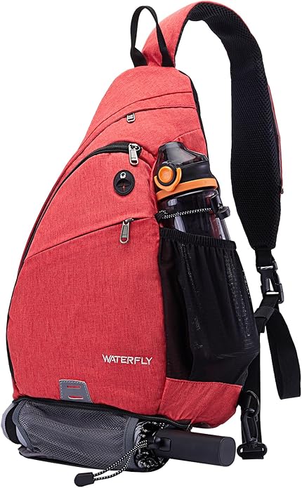 WATERFLY Large Crossbody Sling Bag: Over Shoulder Backpack Daypack Casual Cross Chest Side Pack