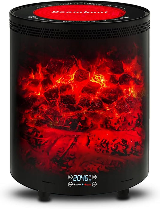 Space Heater Indoor, Portable electric fireplace heaters with 3D Flame Effect, Heating and cooking outdoor use, Remote Control, 1300W Safe and Quiet Far infrared Heate for Office Bedroom Home
