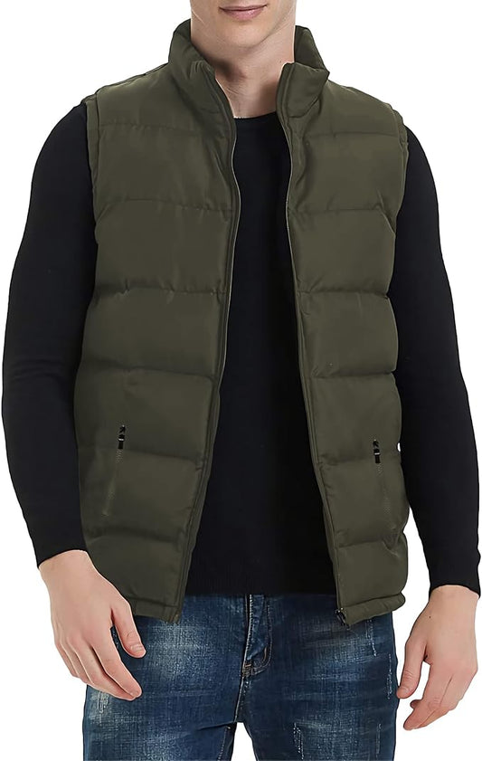 TUVEKE Men's Puffer Vest Water-Resistant winter outdoor Zipper Sleeveless Warm puffey jacket Size M To 3XL(Multicolor)