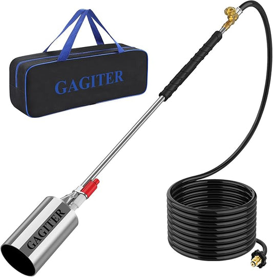 Propane Torch Weed Burner Kit,Blow Torch High Heat Outpu with Storage Bag,Heavy Duty Flamethrower with Self Igniter and 10FT Hose Hose for Weeding,Roof Asphalt,Ice Snow,Road Marking,Charcoal