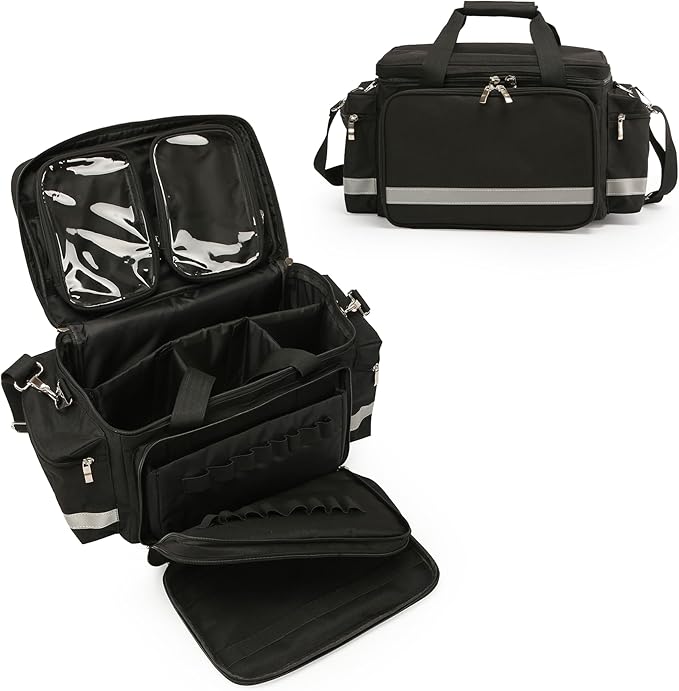 Medical Bag Empty Emergency Bag First Responder Bag First Aid Bag Home Health Empty First Aid Storage Bag with Detachable Divider Medical Supplies Bag Emergency Responder Trauma Bag