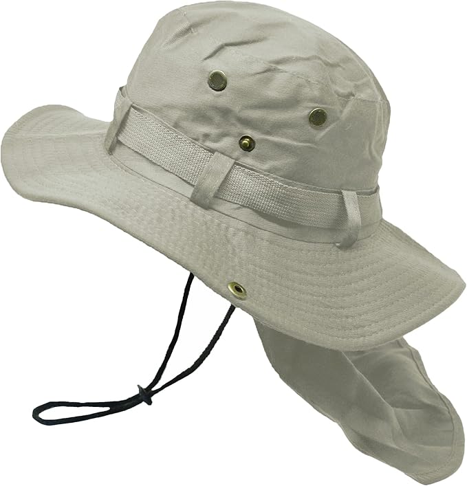 Glory Max Bucket Boonie Hat with Neck Flap Cover Sun Safari Wide Brim Fishing Garden Hiking Cap