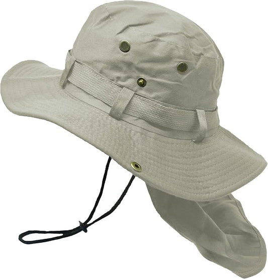 Glory Max Bucket Boonie Hat with Neck Flap Cover Sun Safari Wide Brim Fishing Garden Hiking Cap