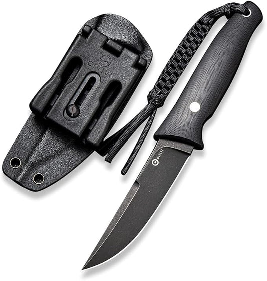 CIVIVI Tamashii Fixed Blade Knife with 4.07’’ D2 Blade G10 Handle, Kydex Sheath, T-clip for EDC Outdoor Carry C19046-3